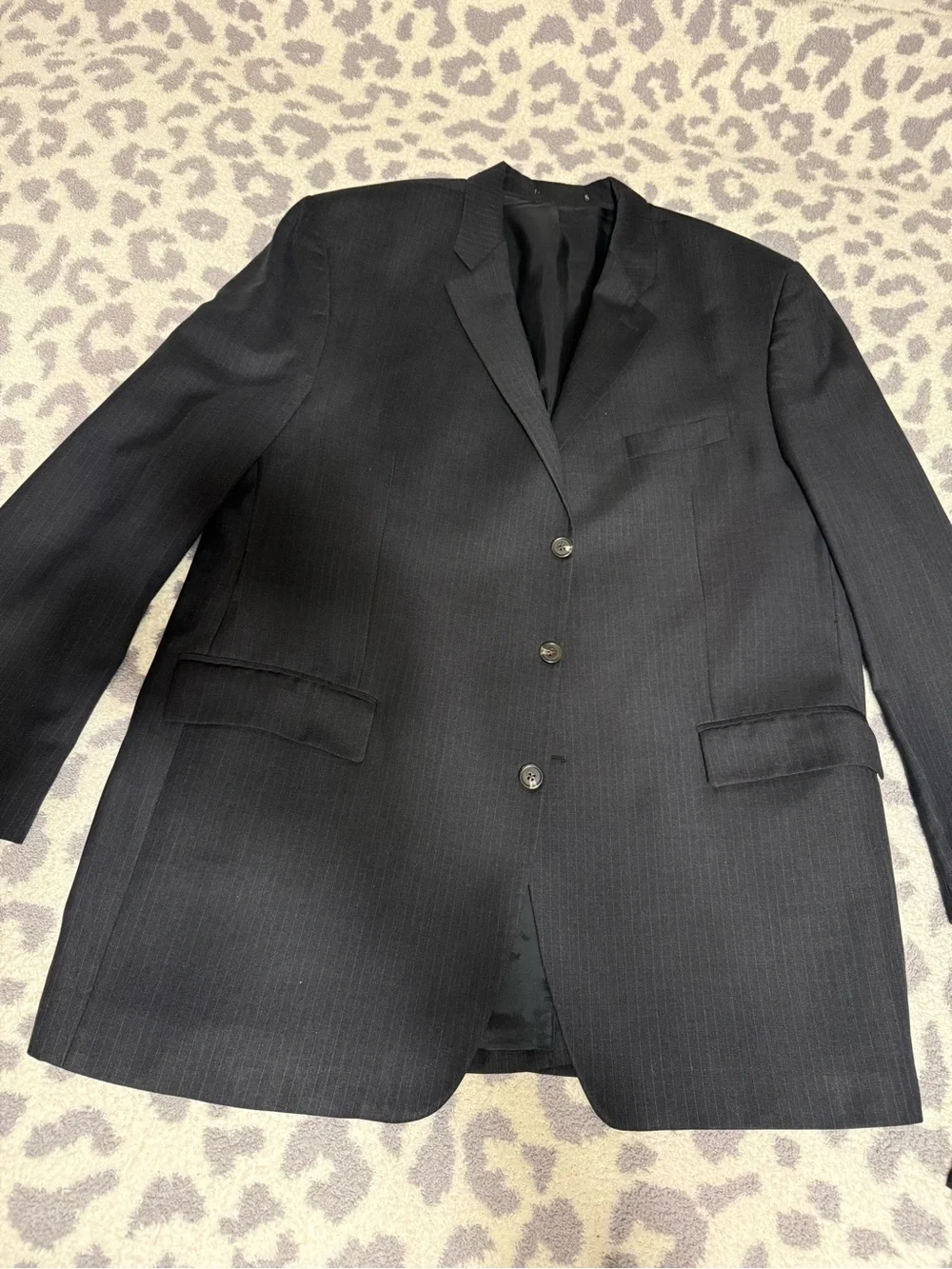 Ralph Lauren Men's Black Pinstripe Suit 48L